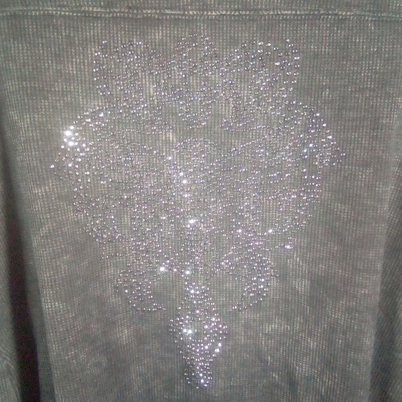 One World Acid Wash Bling Thermal Open Cardigan - Picture 10 of 16